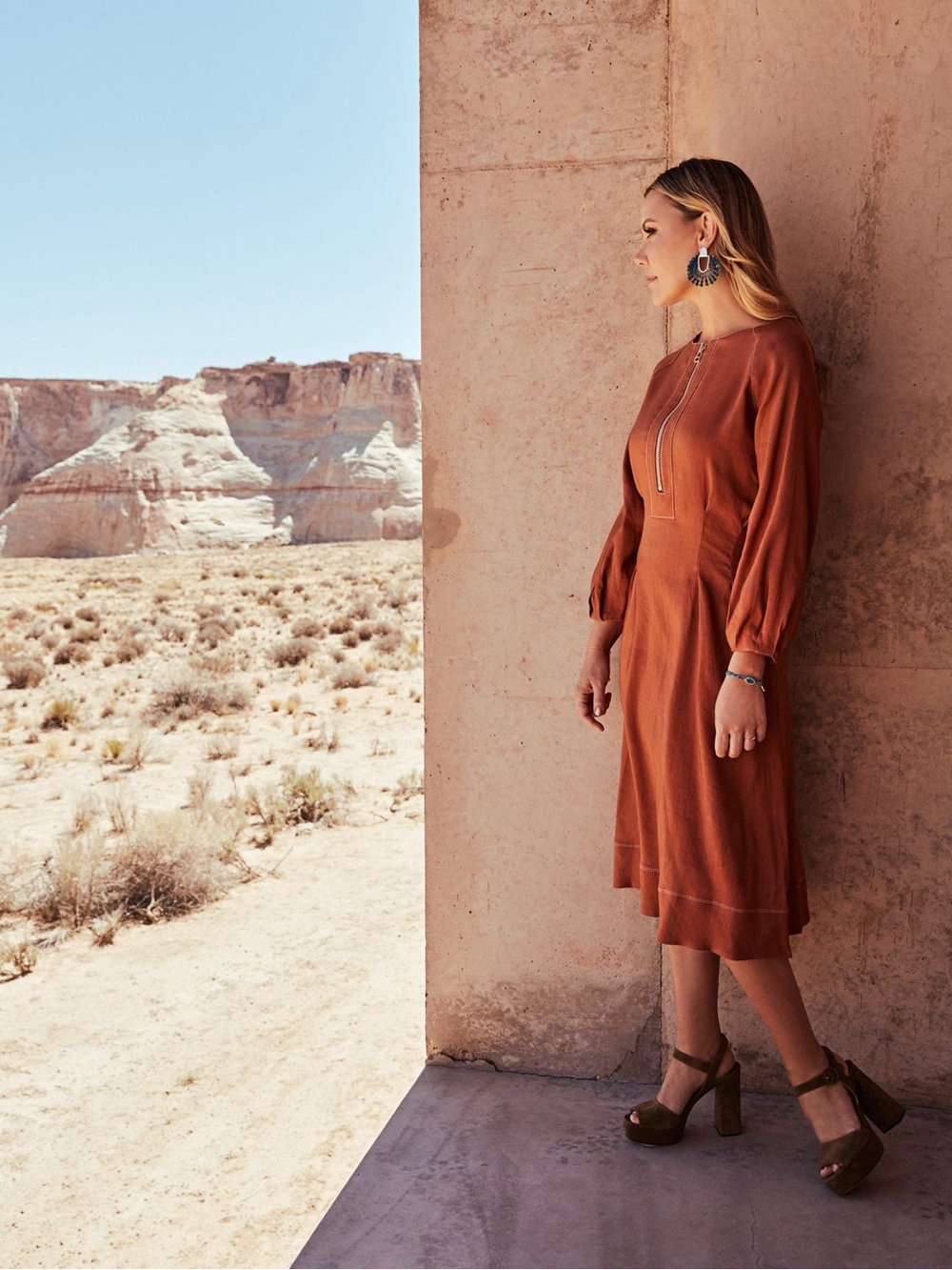 NWT $595 Veronica Beard Claudia Linen Blend Midi Dress